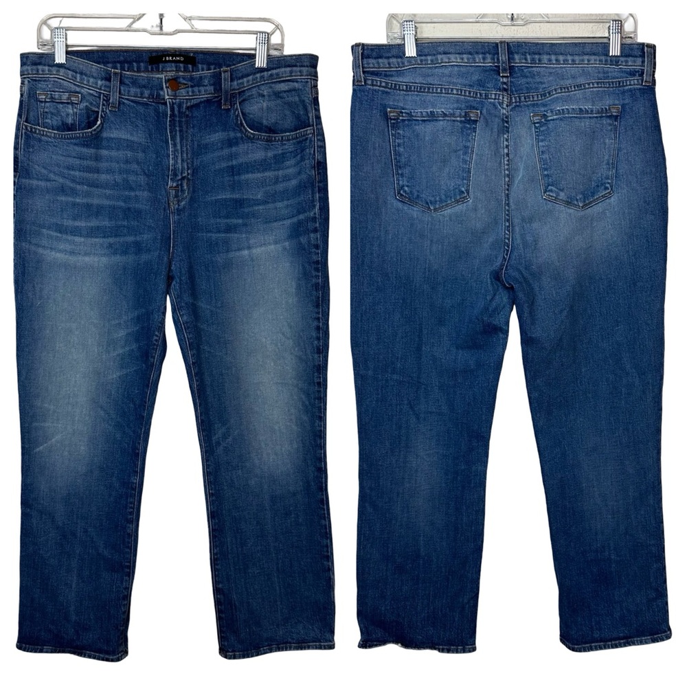 J Brand Adele Crop Straight Leg High Rise Stretch Cotton Blend Jeans Size 32